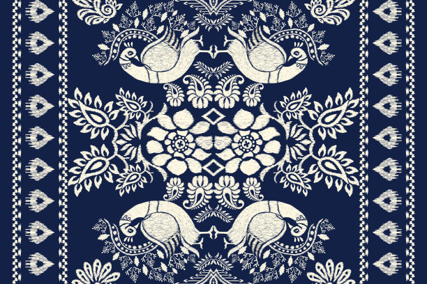 伊卡特花涡纹刺绣图片下载