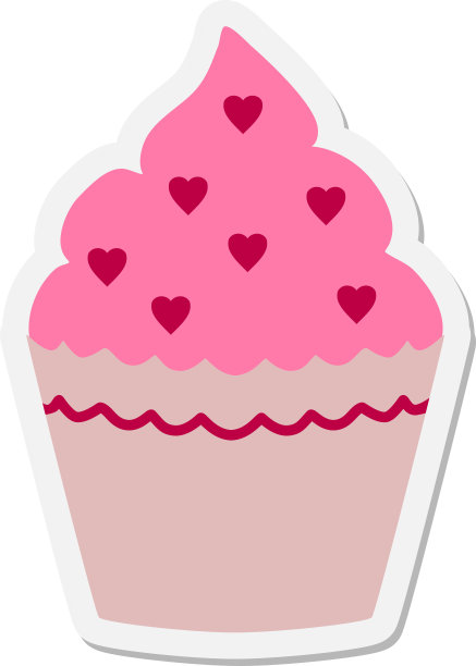 情人节杯蛋糕贴纸图片下载