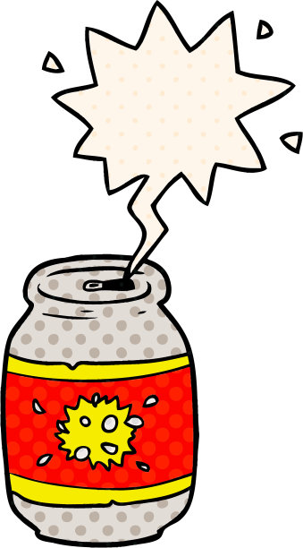 带有漫画风格的语音气泡的卡通汽水罐图片下载