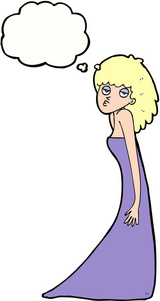 卡通女人拉照片脸与思想泡泡图片下载