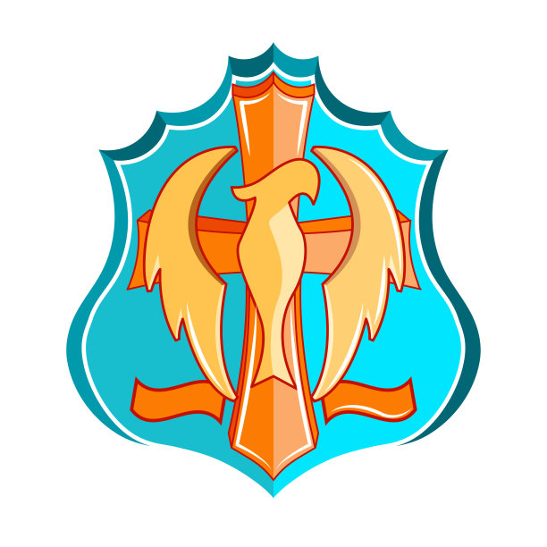 孤立的蓝色纹章纹章矢量插图图片下载