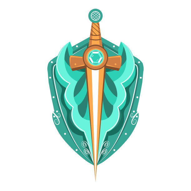 孤立的绿色装甲纹章矢量插图图片下载