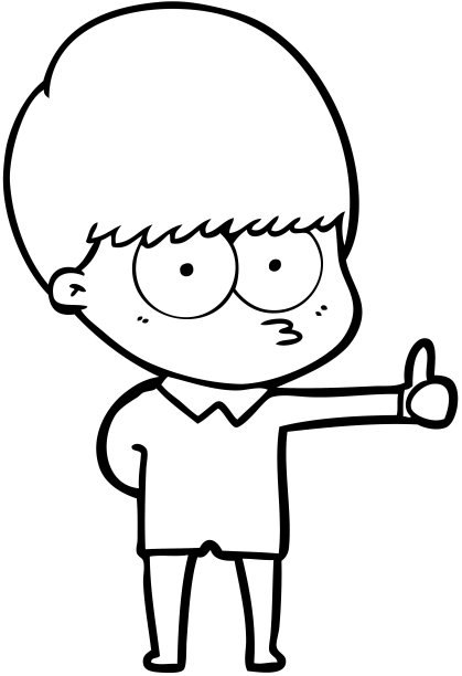 好奇的卡通男孩竖起大拇指图片下载