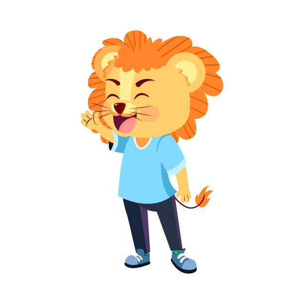 孤立的狮子头动画矢量插图图片下载
