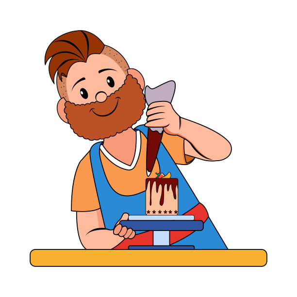 制作甜点的快乐男人矢量图图片下载