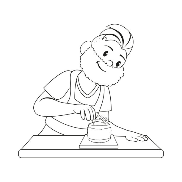 孤独的快乐男人在做甜点矢量图片下载