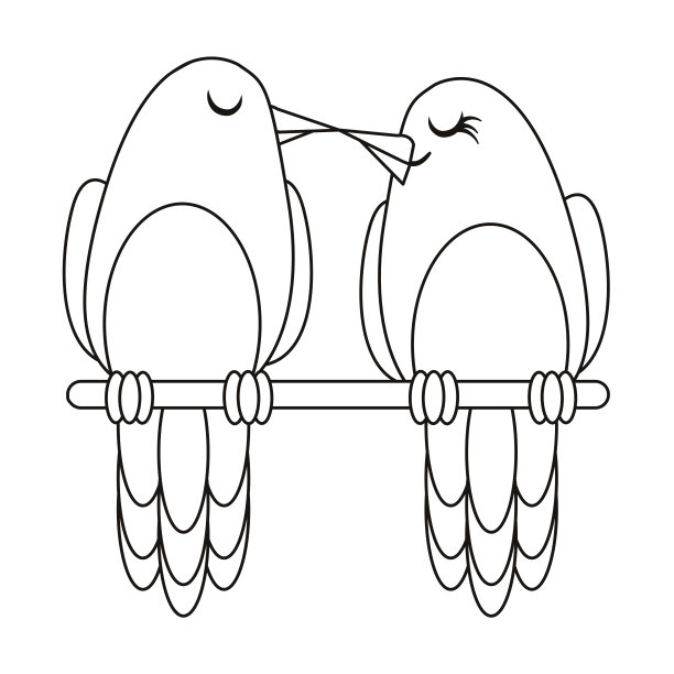 孤立可爱的鸟在爱花框架矢量图片下载