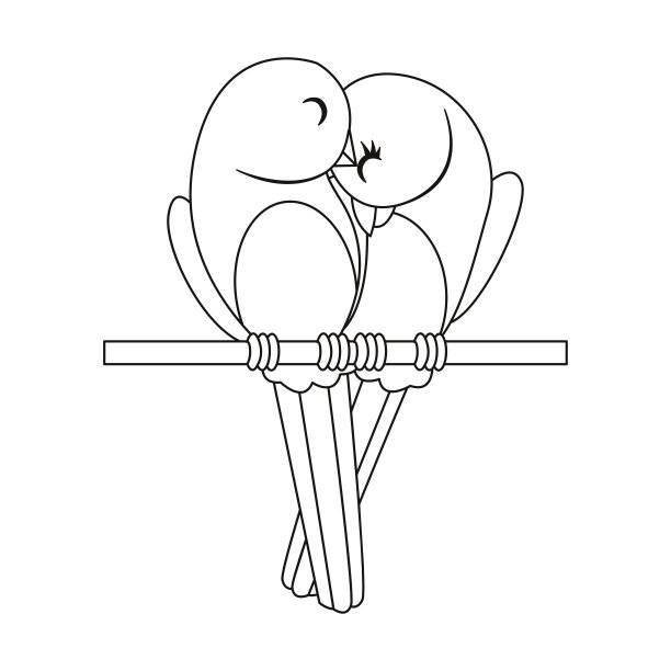 孤立可爱的鸟在爱花框架矢量图片下载