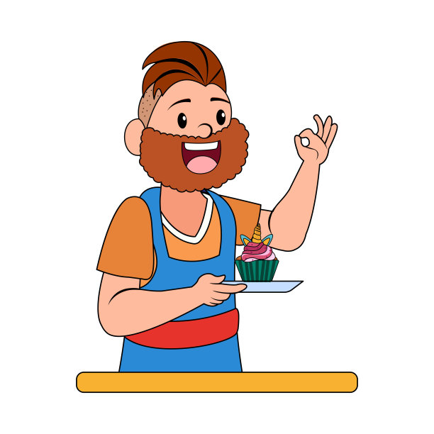制作甜点的快乐男人矢量图图片下载