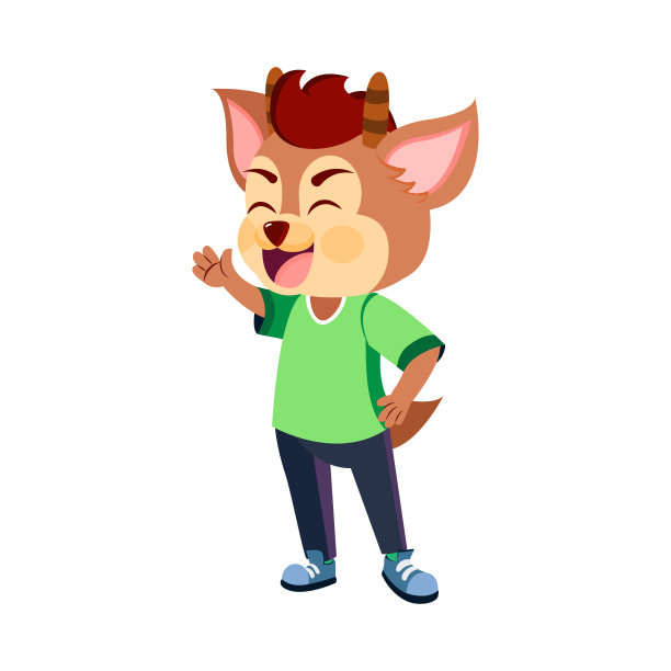 孤立的鹿头动画矢量插图图片下载