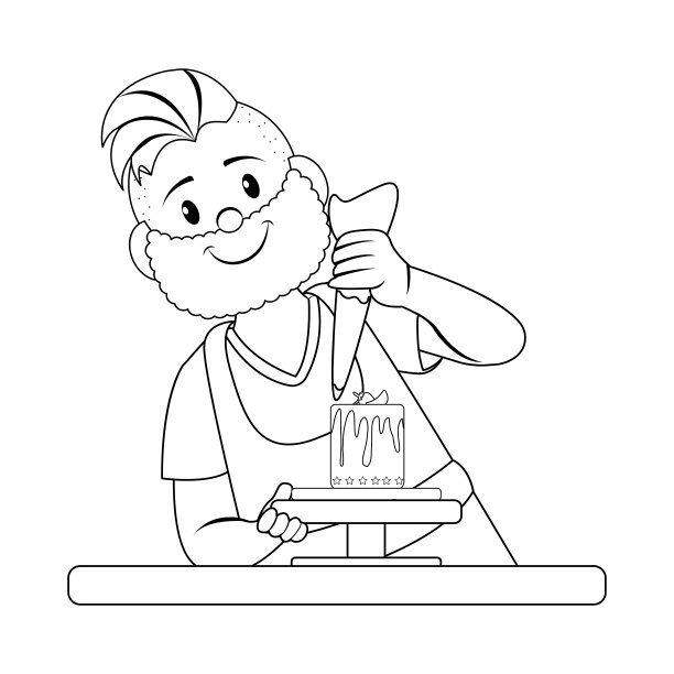 孤独的快乐男人在做甜点矢量图片下载