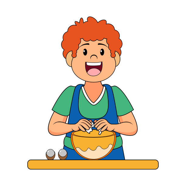 制作甜点的快乐男人矢量图图片下载