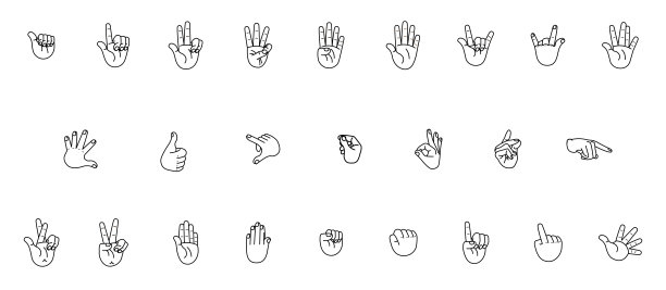 集合不同的手图标做手势矢量图片下载