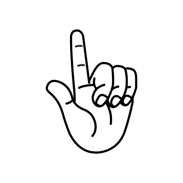 孤立的手卡通轮廓图标做一个手势矢量图片下载