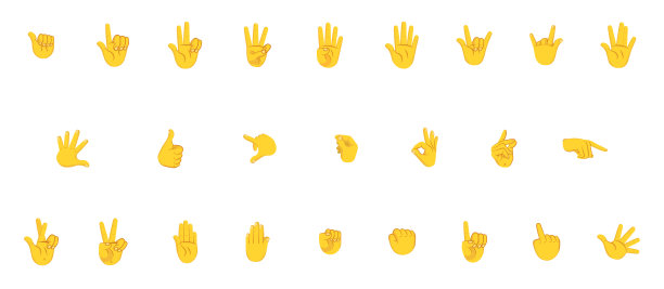 集合不同的手图标做手势矢量图片下载