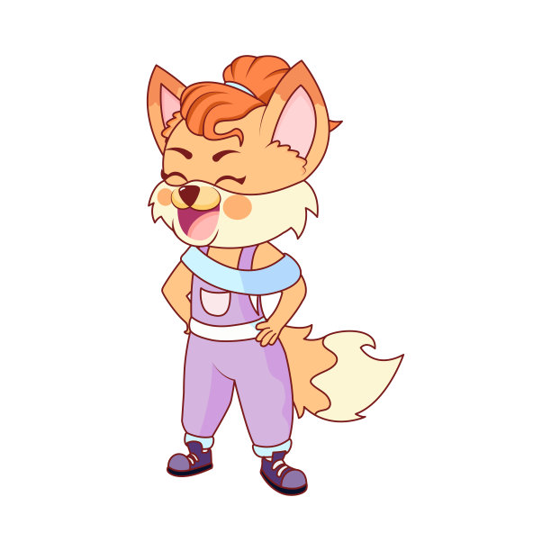 孤立的狐狸头动画矢量插图图片下载