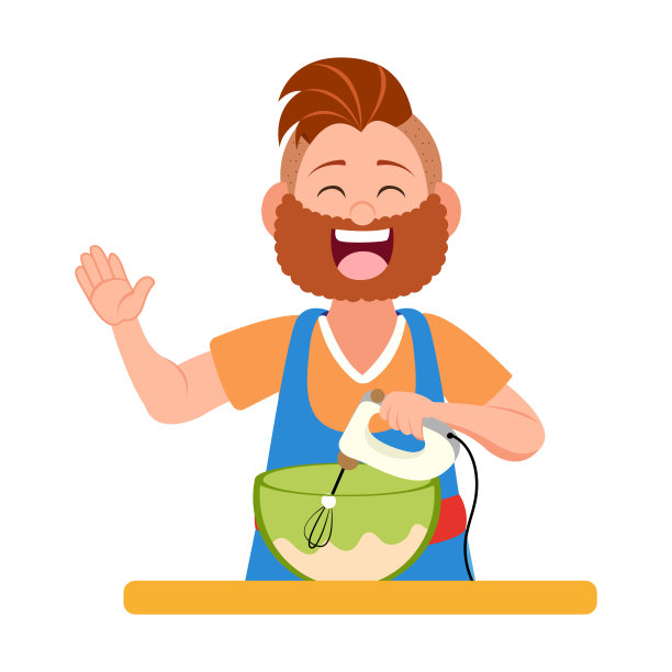 制作甜点的快乐男人矢量图图片下载