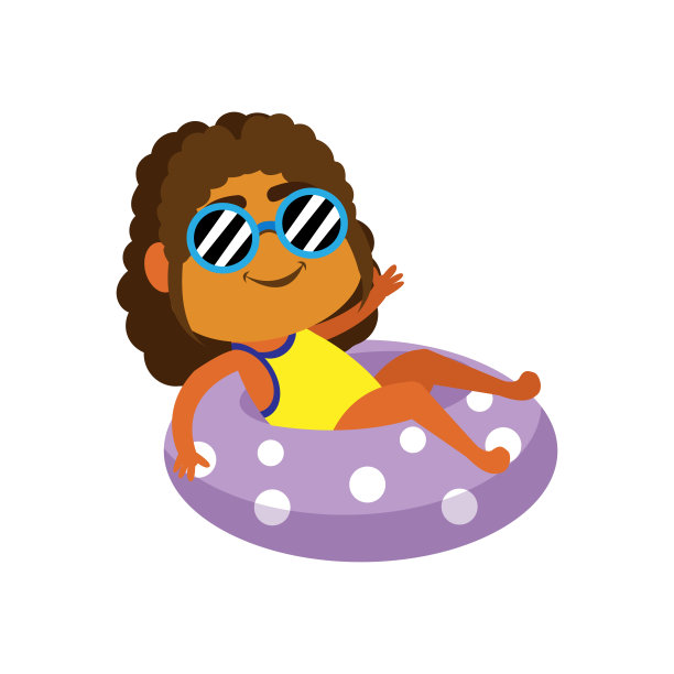 孤立的女孩海滩夏天矢量插图图片下载