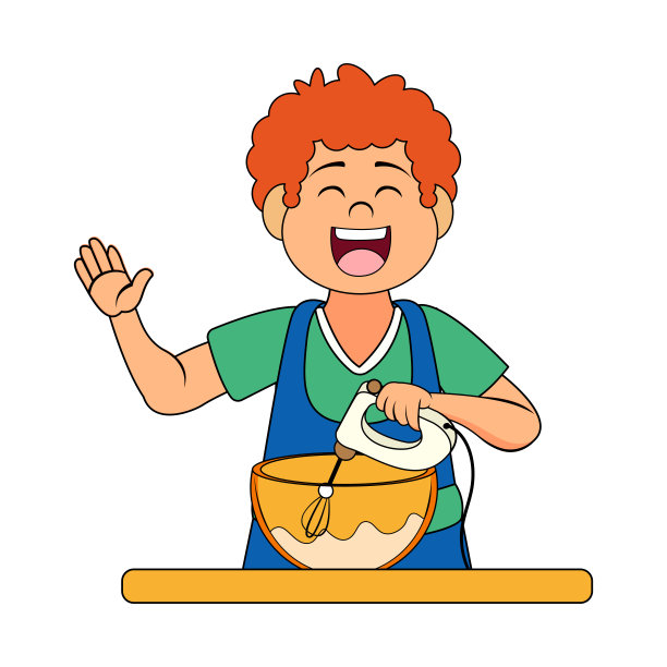 制作甜点的快乐男人矢量图图片下载