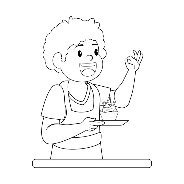 孤独的快乐男人在做甜点矢量图片下载