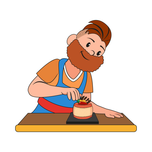 制作甜点的快乐男人矢量图图片下载