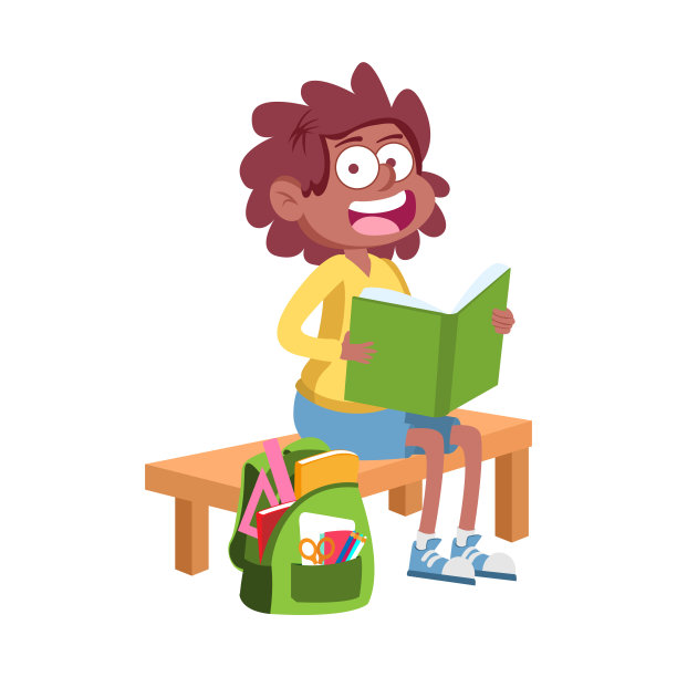 孤立的快乐非裔美国学生男孩矢量图片下载