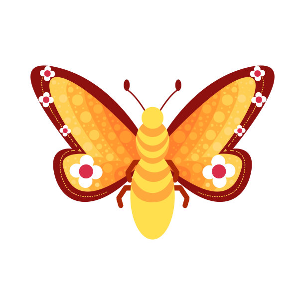 孤立的黄色蝴蝶矢量插图图片下载
