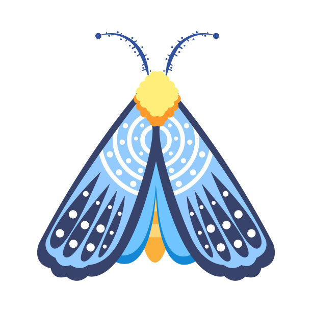 孤立的蓝色飞蛾矢量插图图片下载