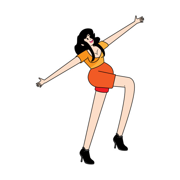 孤立快乐的女人跳舞爱好矢量图片下载