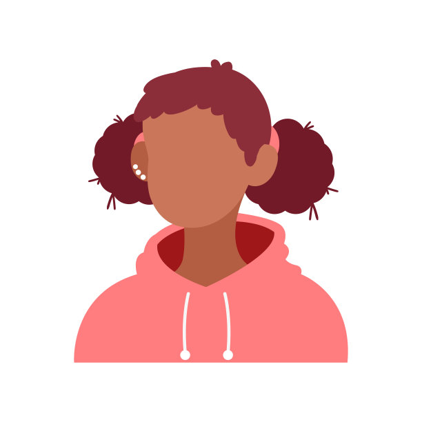 孤立的黑发女子头部矢量插图图片下载