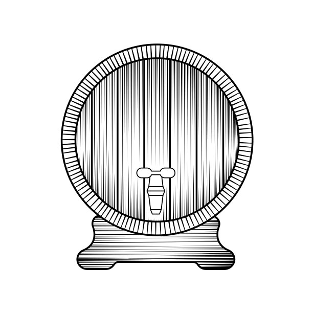 啤酒节季节矢量啤酒桶素描图片下载