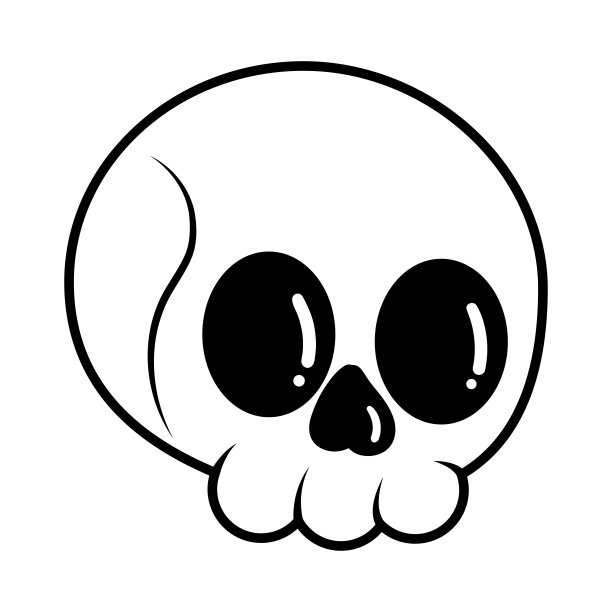 孤立的头骨绘制万圣节矢量插图图片下载