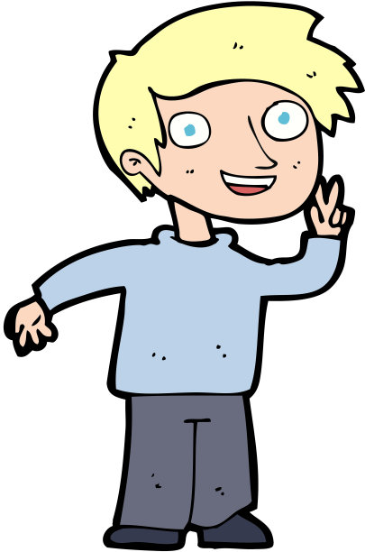 卡通男孩摆姿势拍照图片下载