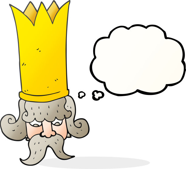 手绘思想泡泡卡通国王与巨大的王冠图片下载