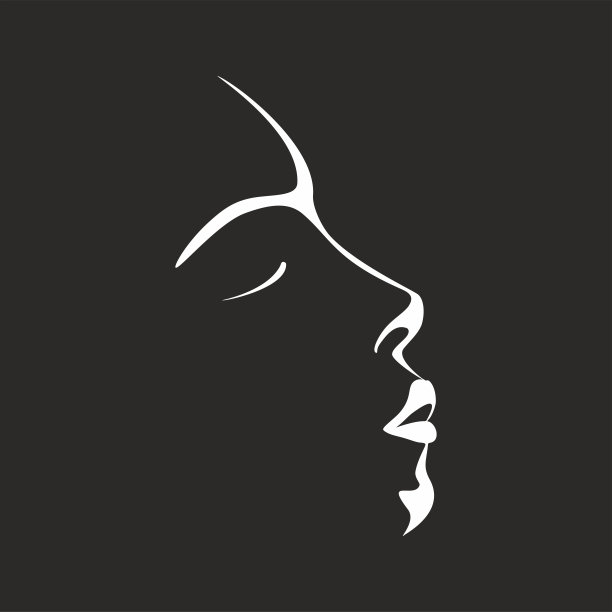 人脸侧面，剪影。黑色和白色。矢量插图。图片下载