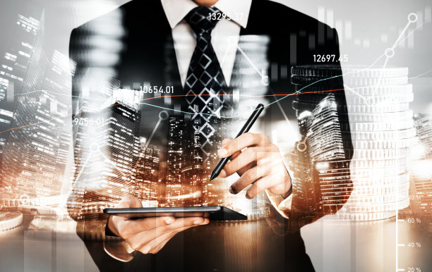 商人工作与数字金融业务图形感知技术图片下载