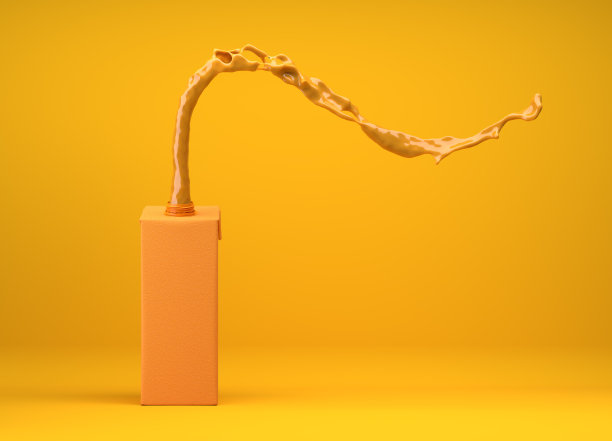 橙汁飞溅和滴- 3D插图图片下载