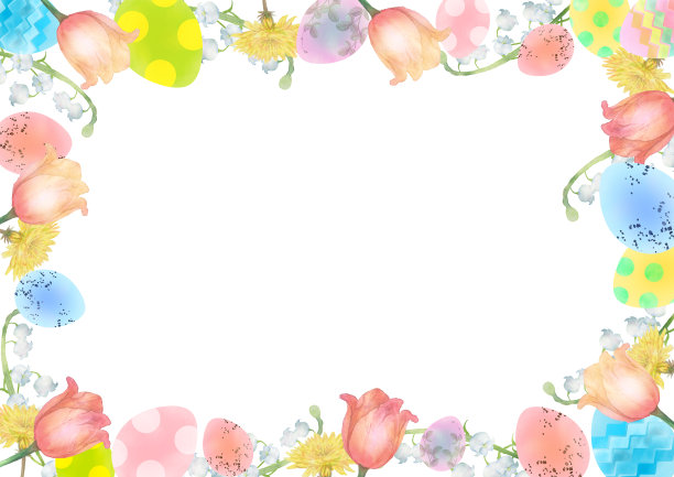 用春天的花朵装饰的水彩画复活节彩蛋图片下载