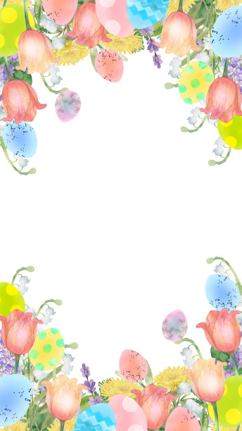 用春天的花朵装饰的水彩画复活节彩蛋图片下载