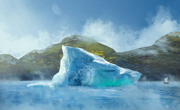 冰山漂浮在海洋插图图片下载