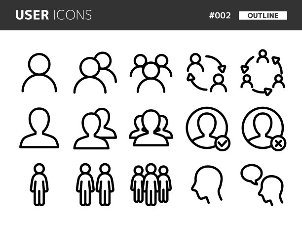 与user_002相关的线条样式图标集图片下载