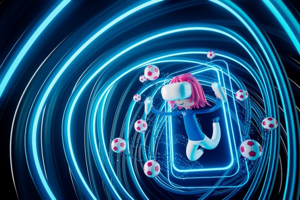 3d男孩卡通人物足球动作和VR眼镜元世界。3 d演示。球物体渲染。健身锻炼。复制空间背景。踢的行动。竞争游戏图片下载