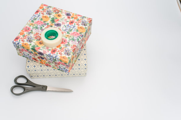 白色背景上有盖子的装饰纸板盒图片下载