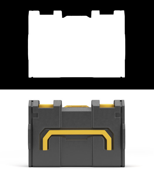 小型封闭的黑色专业工具箱前视图3d渲染在白色与阿尔法图片下载