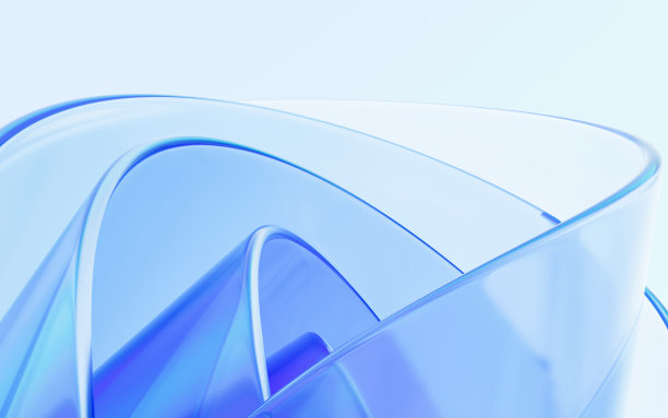蓝色抽象曲面玻璃背景，3d渲染。图片下载