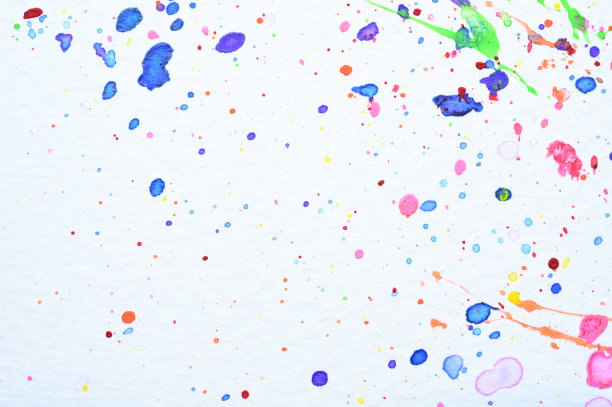 水彩溅在白纸上，五彩缤纷的艺术设计图片下载