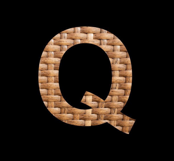 大写字母Q -对称交织的天然藤条背景图片下载
