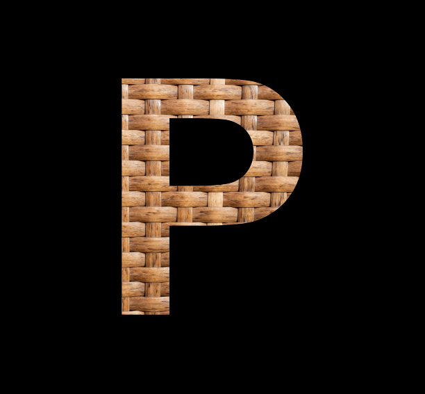 字母P -对称交织的自然藤条背景图片下载