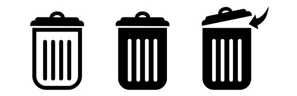 垃圾桶矢量图标集。bin图标集。回收站。矢量垃圾桶符号。垃圾桶。废纸篓。垃圾箱图标。删除。图片下载