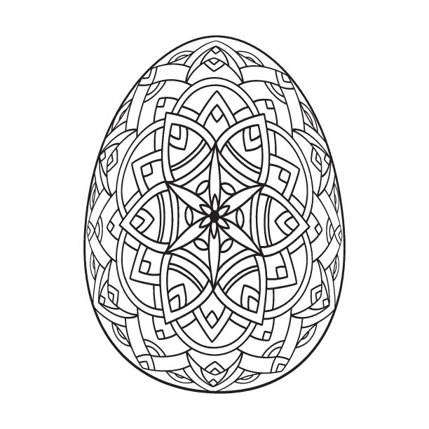 手绘花卉复活节彩蛋。彩色书页抗压力与花卉图案的成人和儿童。美丽的涂鸦装饰。矢量轮廓草图插图隔离在白色背景上图片下载